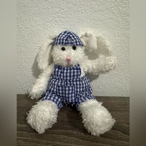 Blue and White Checkered Plush Bunny